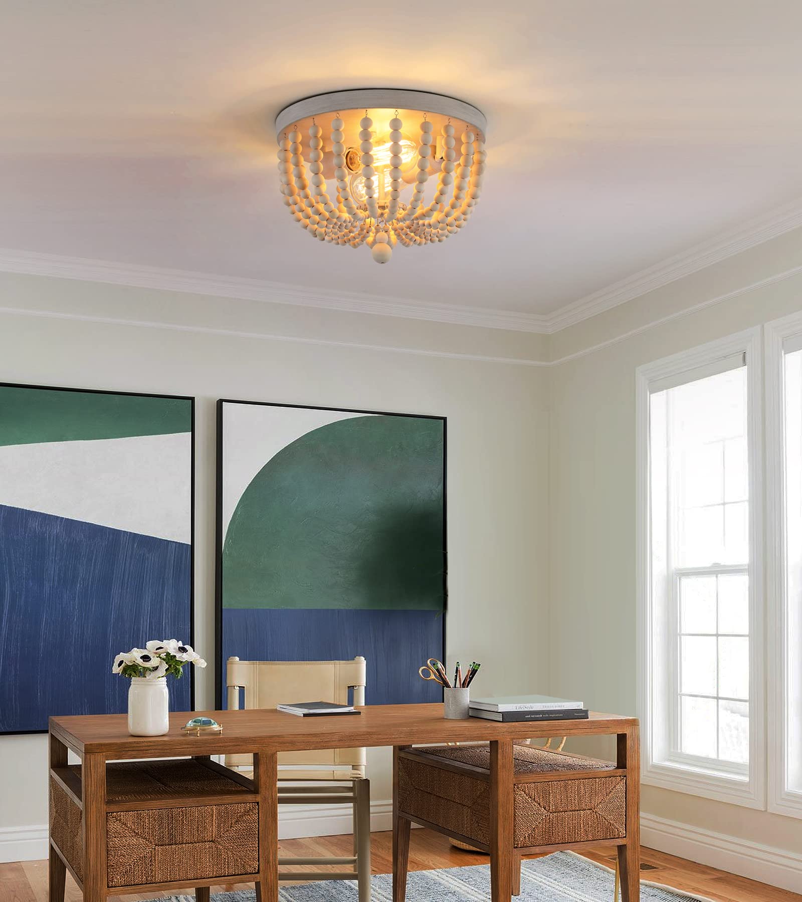 QS Boho Chandelier emits a soft, inviting glow for cozy evenings