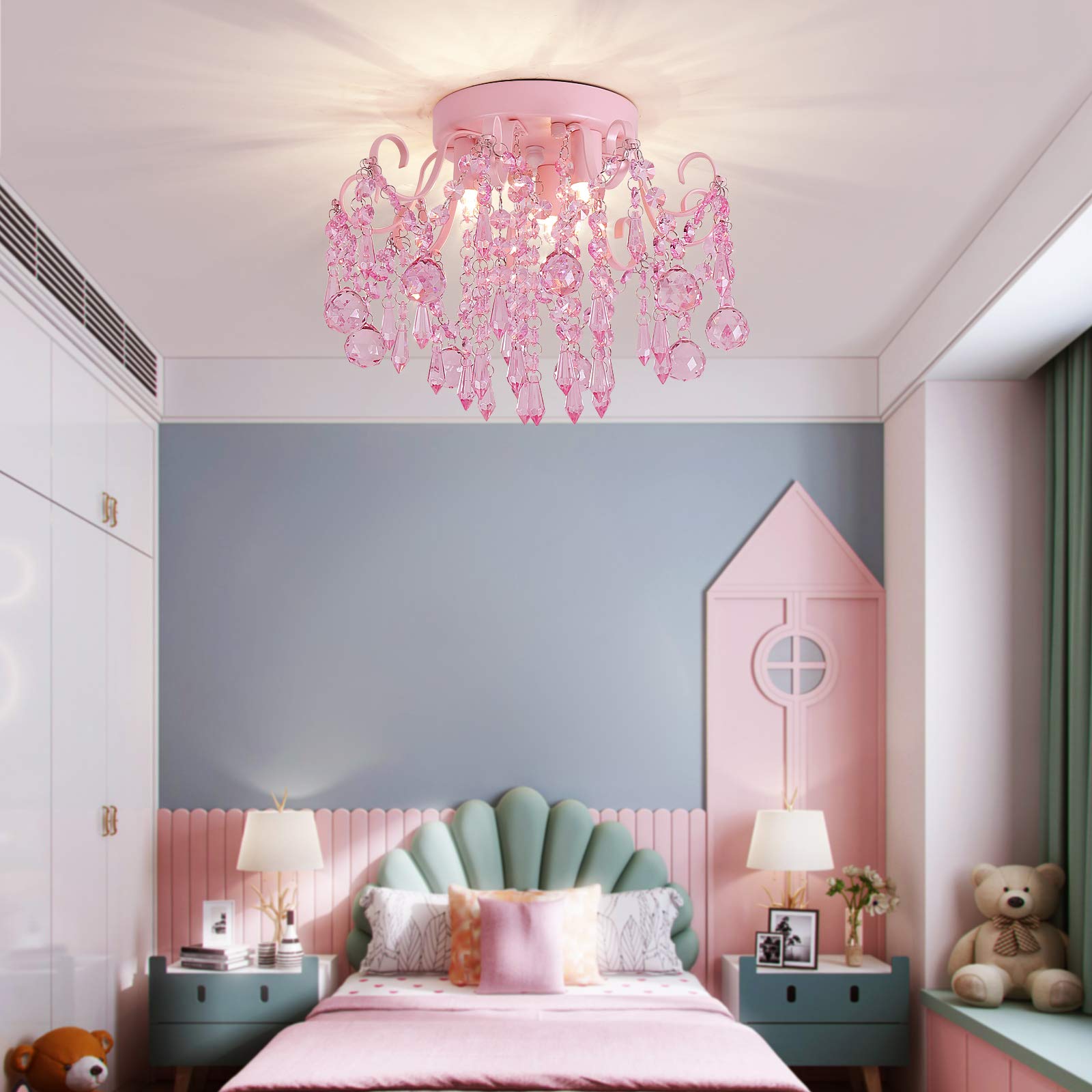 Q&S ceiling fixture pairs with E12 bulbs for customizable brightness.