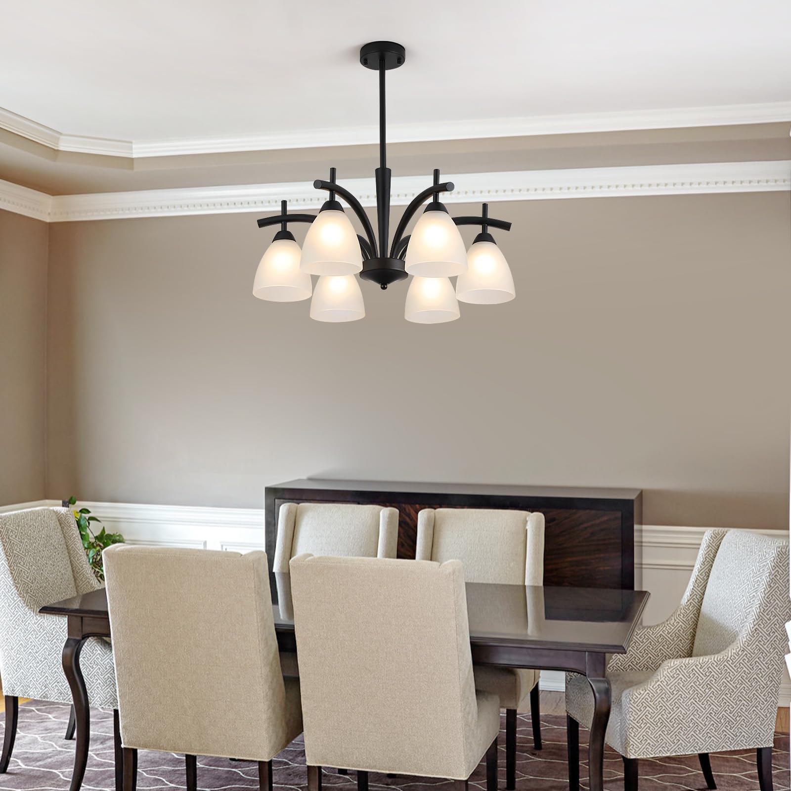 Q&S chandelier compatibility with dimmers and LED bulbs for customizable mood.