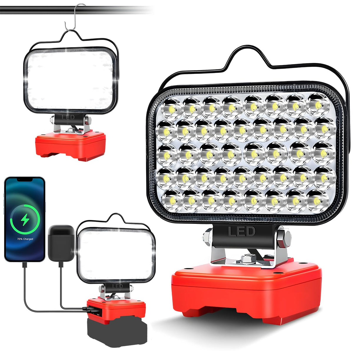 QSDXNYDC cordless LED work light compatible with Craftsman 20V for versatile jobsite lighting.