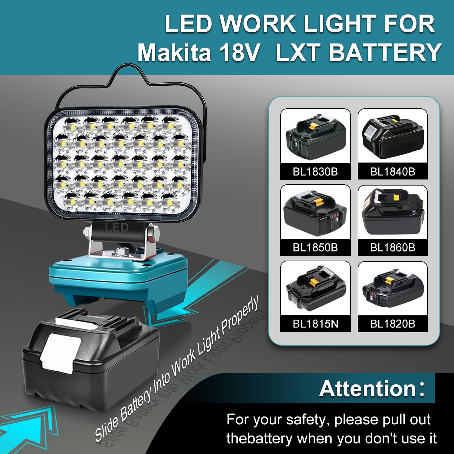 QSDXNYDC Makita 18V LED work light side view ideal for tight spaces