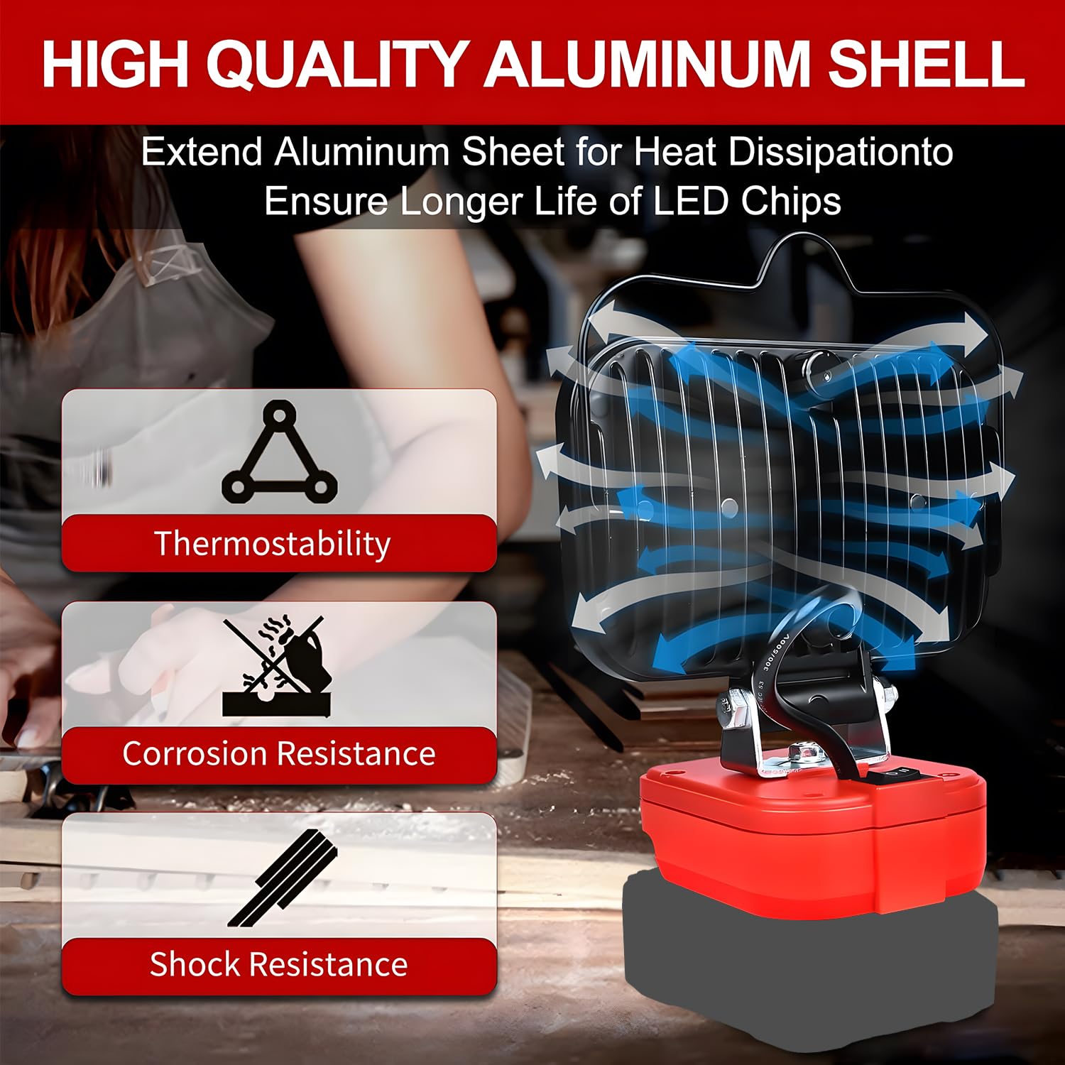 QSDXNYDC portable flood light ideal for outdoor work and camping.