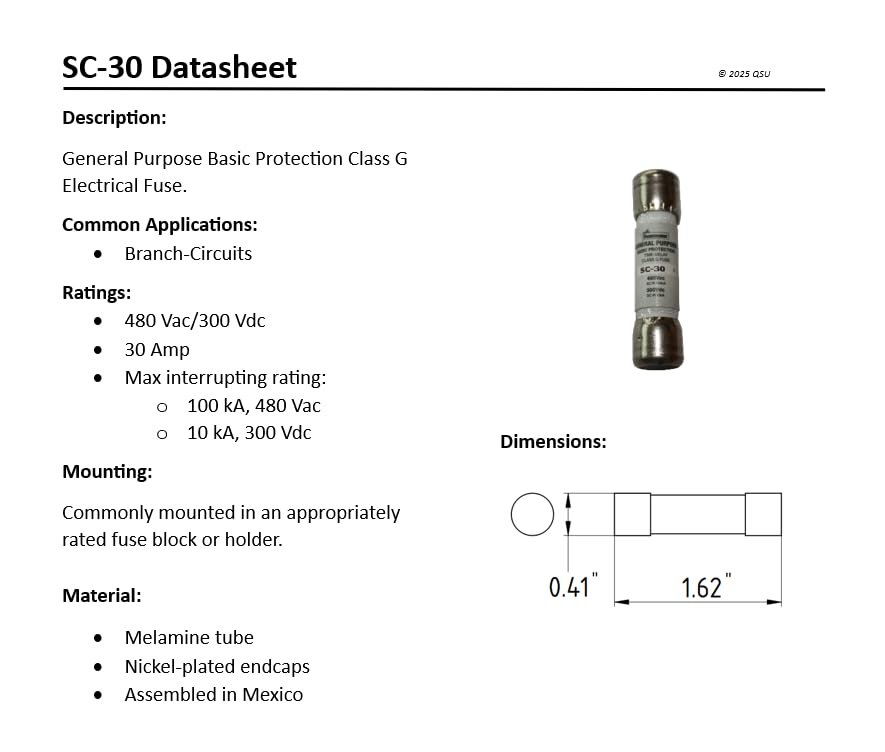QSU SC-30 fuse cylindrical body with compact design