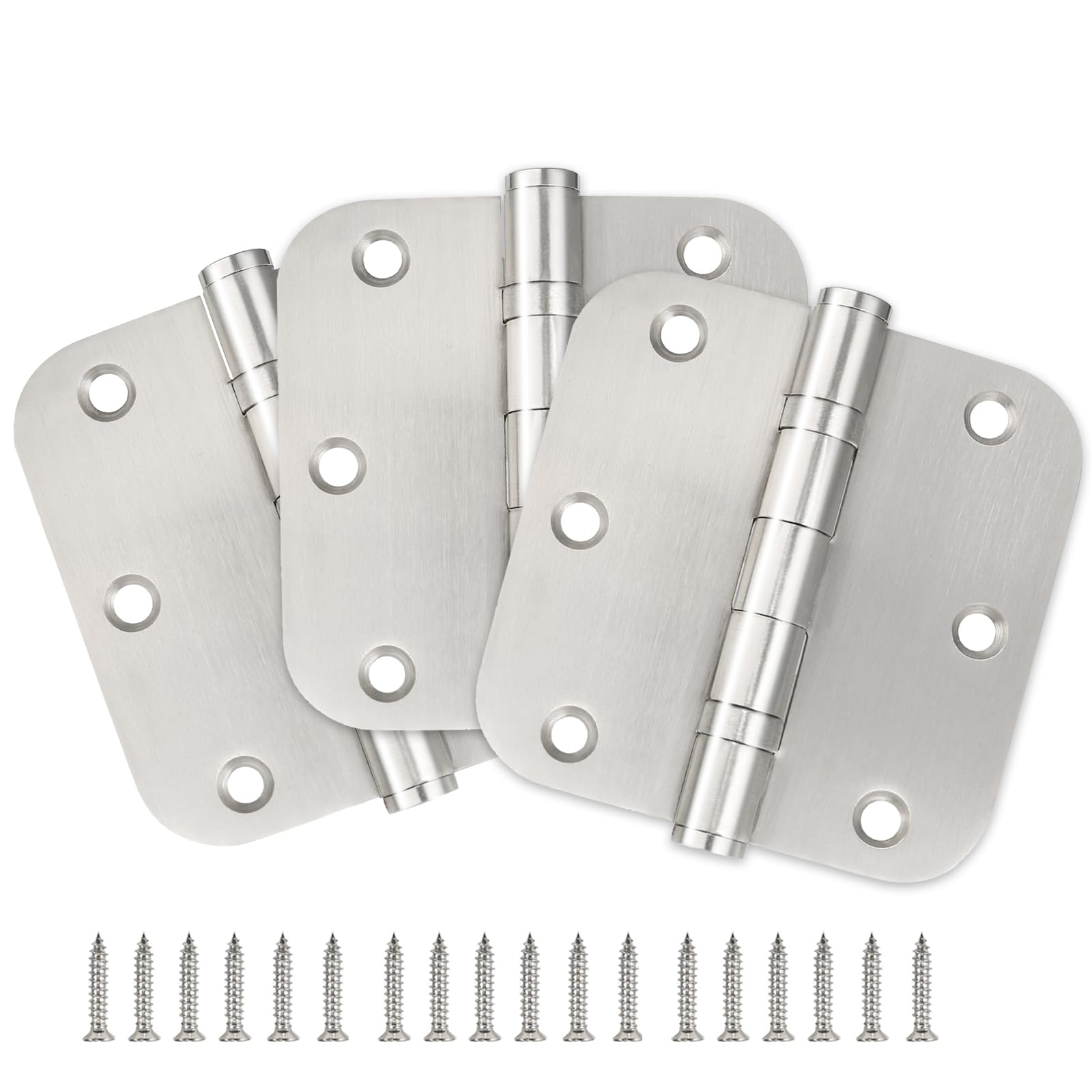 qtanber ball-bearing door hinges front view highlights durable stainless steel finish for residential doors.