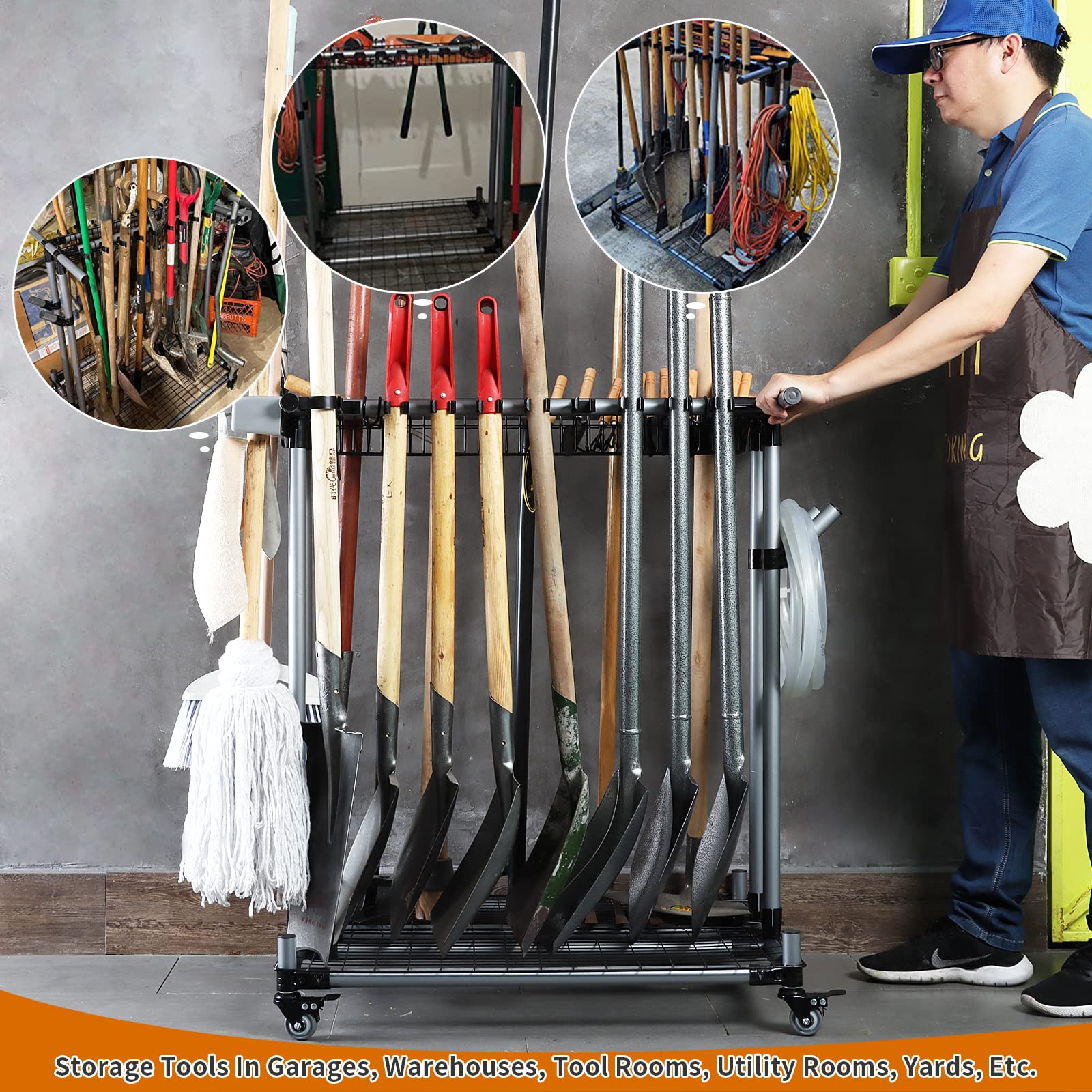QTJH heavy-duty tool organizer front view highlighting organized garage storage and quick tool access.