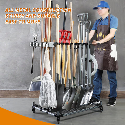 QTJH long-handled tools neatly stored, enabling quick selection and minimized clutter.