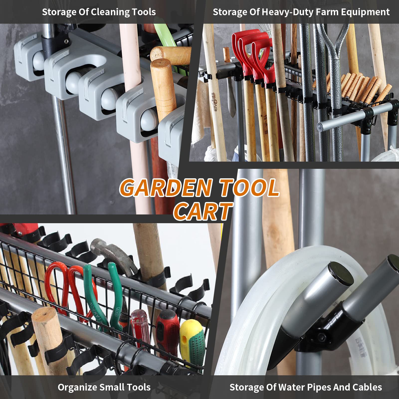 QTJH tool organizer featuring heavy-duty construction for lasting garden storage.