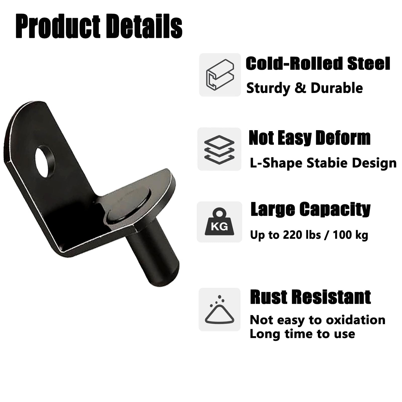 QTLCOHD black 5mm shelf pegs with rubber sleeve protecting glass cabinets.