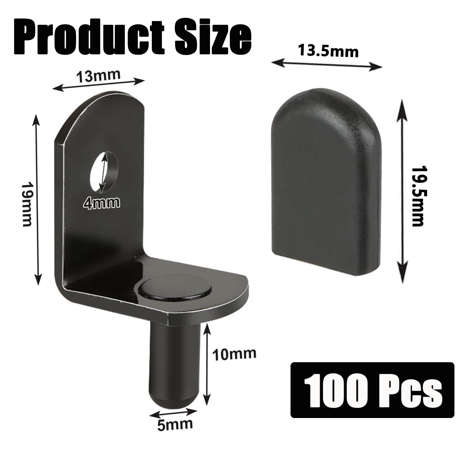 QTLCOHD 5mm shelf pegs side view, robust steel construction.