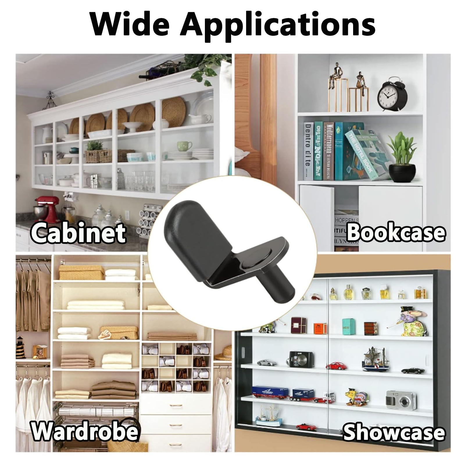 QTLCOHD black shelf pins with rubber sleeves for pantry shelving.