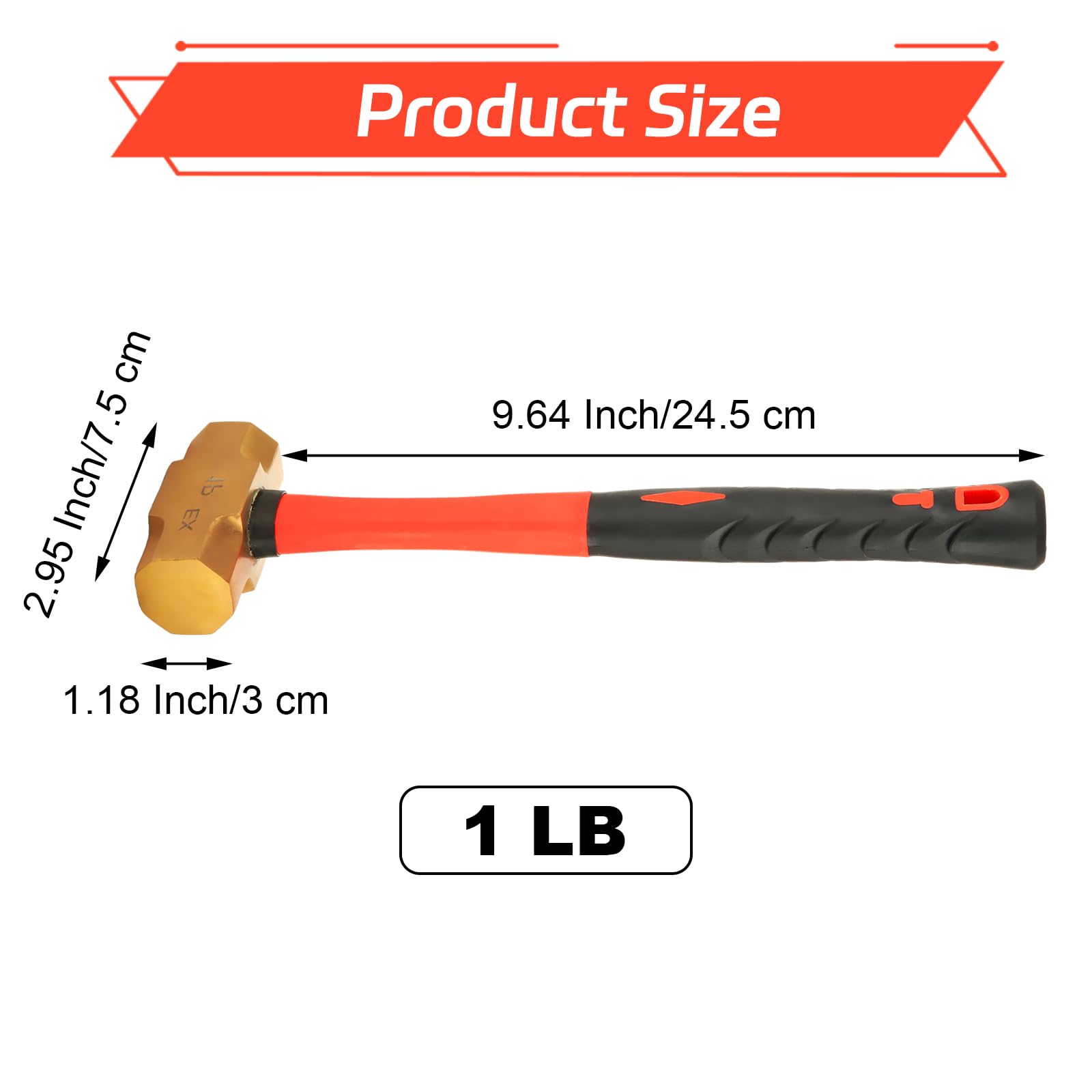 QTLCOHD brass sledge hammer handle with fiberglass grip for durability and comfort.