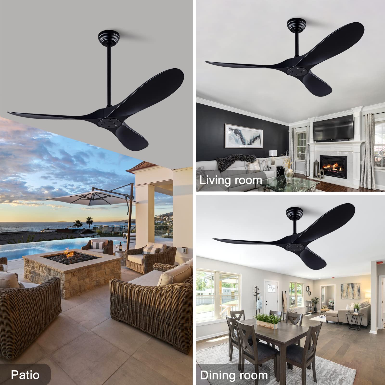 QUTWOB ceiling fan remote control allows convenient speed adjustment from anywhere.