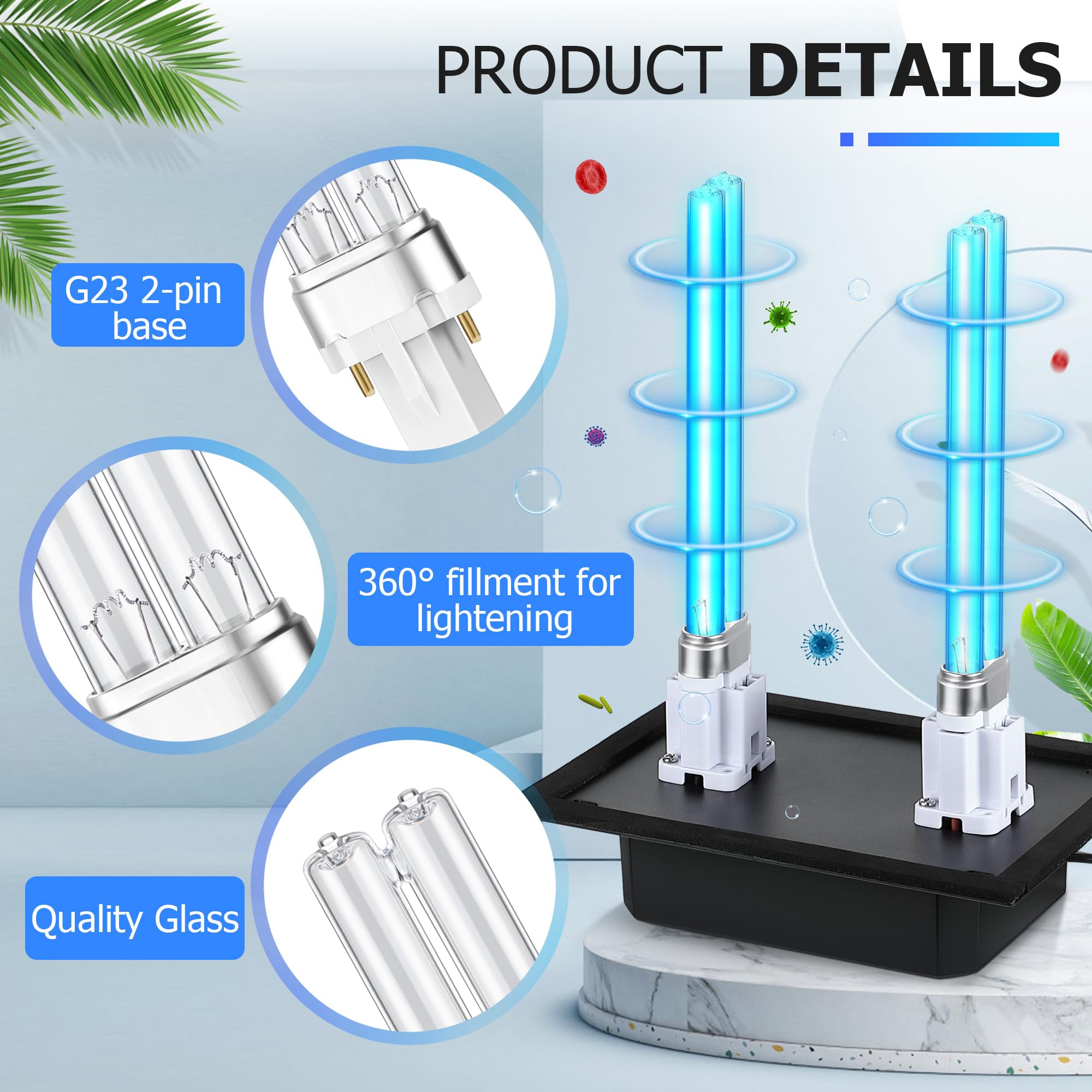 Replacement UV bulbs pack for extended duct purification