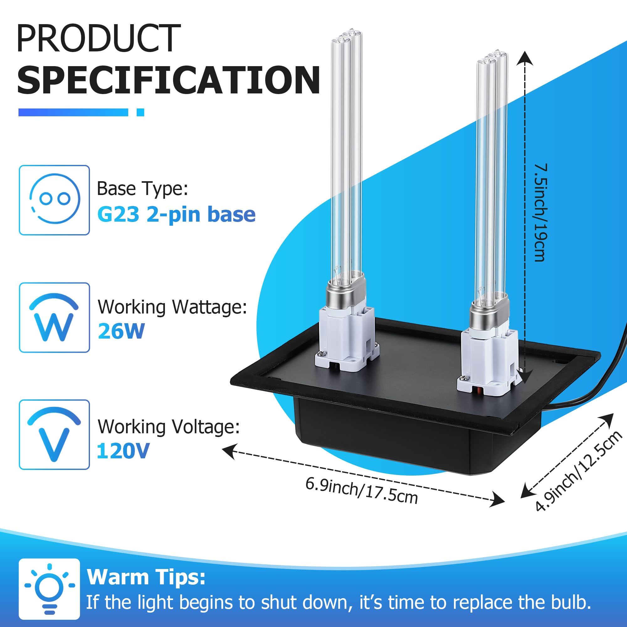 Qualirey UV light indicators show power and operation status