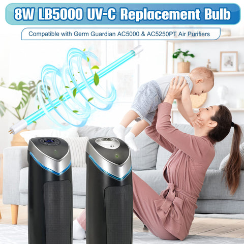 Qualirey 8W UV-C bulb for T5 fixtures provides reliable replacement.