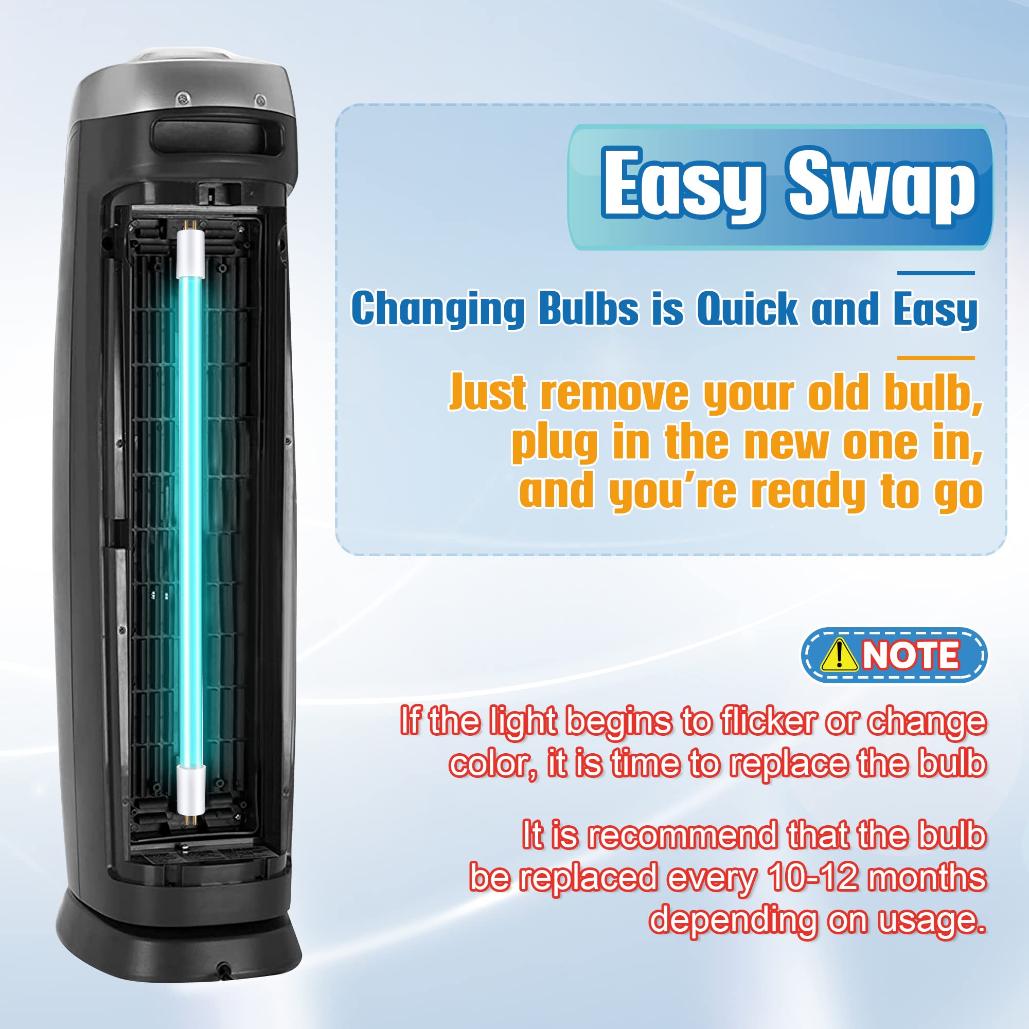 Qualirey UV-C bulb compatible with AC5000 models for easy swap.