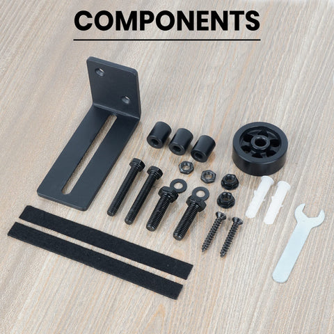 Quality Merch packaging includes two floor guides and mounting hardware