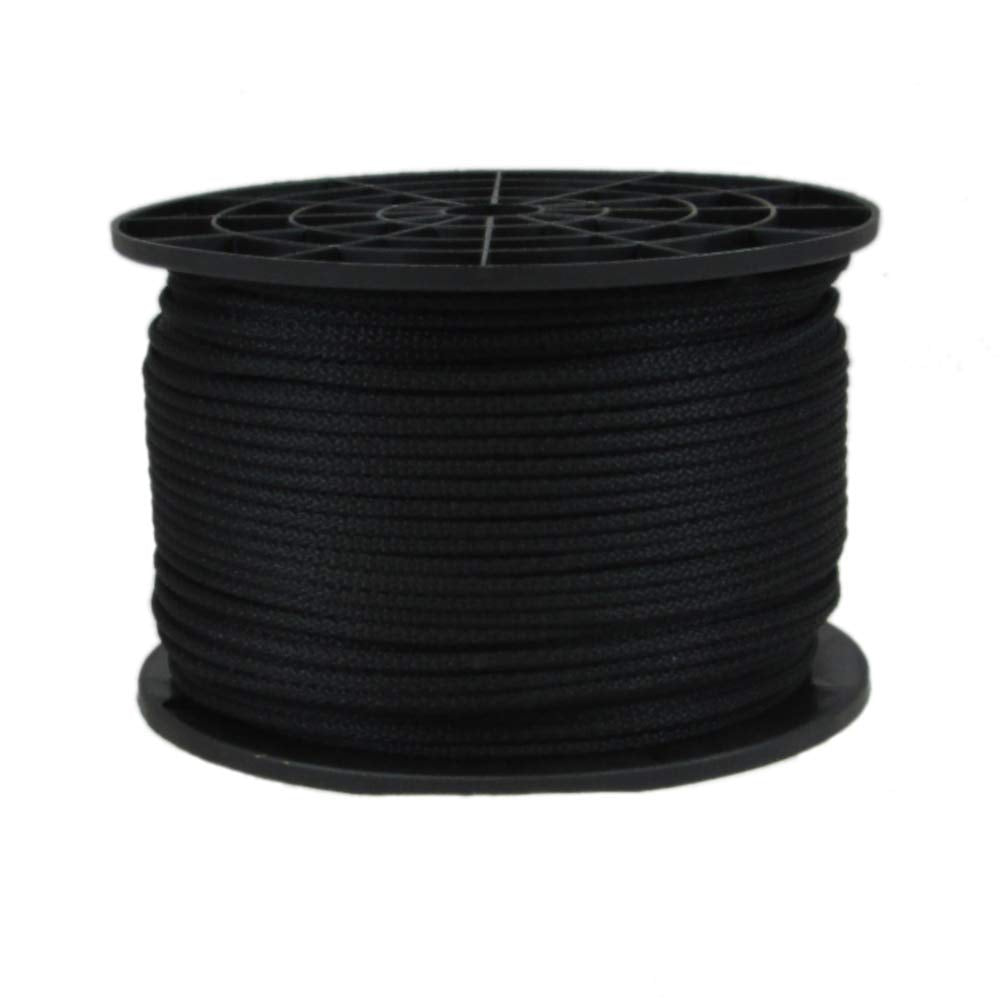 Quality Nylon Rope 1/8-inch black Dacron polyester cord for heavy-duty outdoor tasks.
