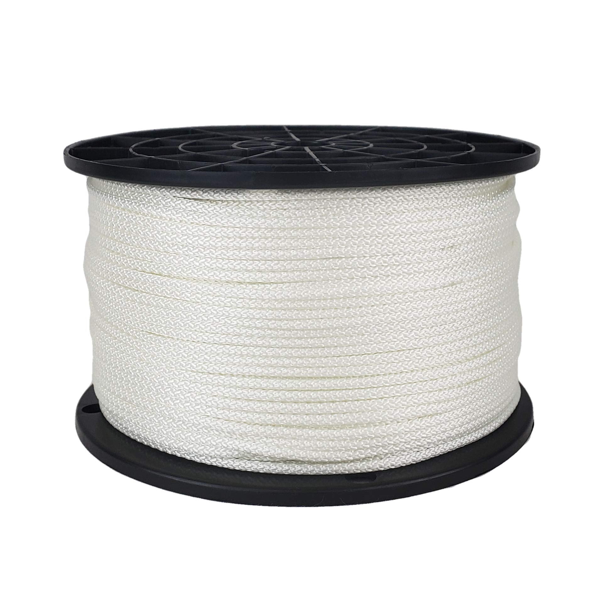 Quality Nylon Rope 1/8-inch white spool close-up highlights durability and low stretch
