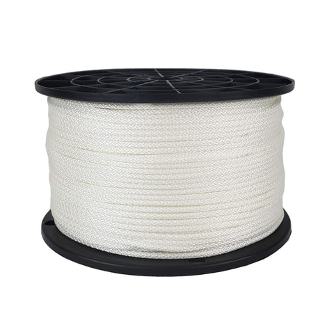 Quality Nylon Rope 1/8-inch white spool close-up highlights durability and low stretch
