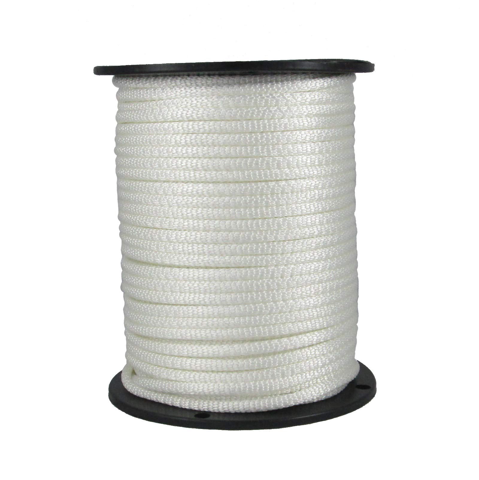 Quality Nylon Rope spool shows 1/4 inch white solid braid for rugged outdoor securing