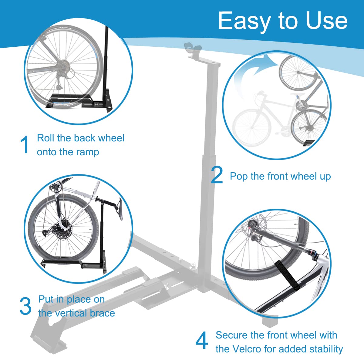 Qualward vertical bike stand in living room providing discreet bike organization