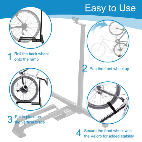 Qualward vertical bike stand in living room providing discreet bike organization