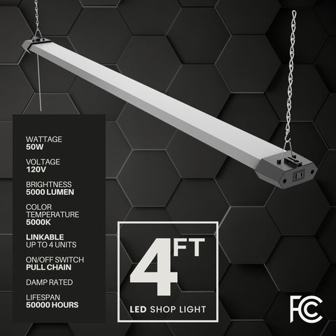 Quarterback 4FT daylight fixture mounted on ceiling for task lighting.