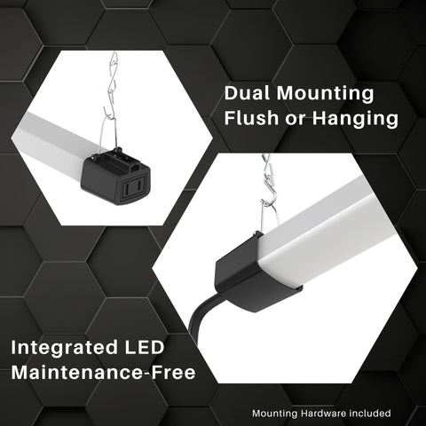 Quarterback 4ft LED shop light slim profile saves space with even lighting.