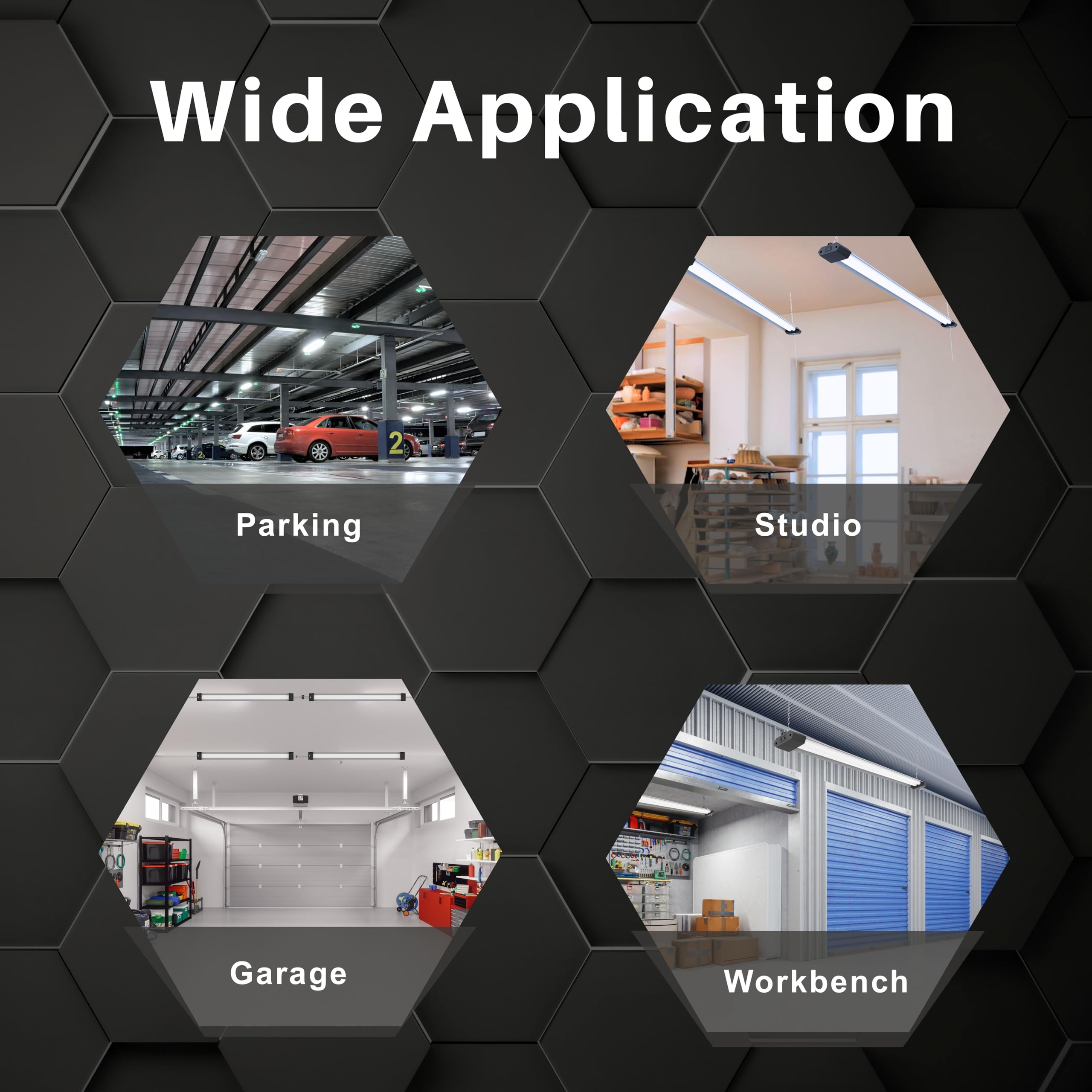 Quarterback garage-basement workspace lighting boosts visibility for detail tasks.