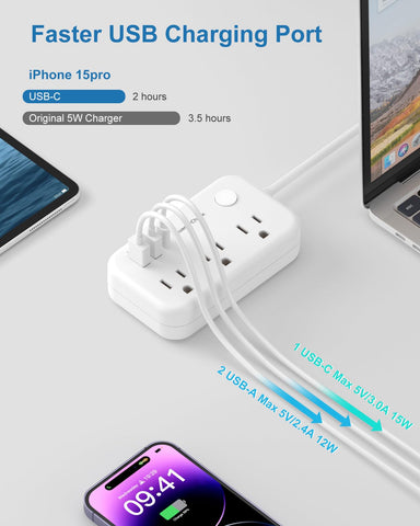 QuasarCheuk compact 4ft extension cord for easy reach in hotel rooms.