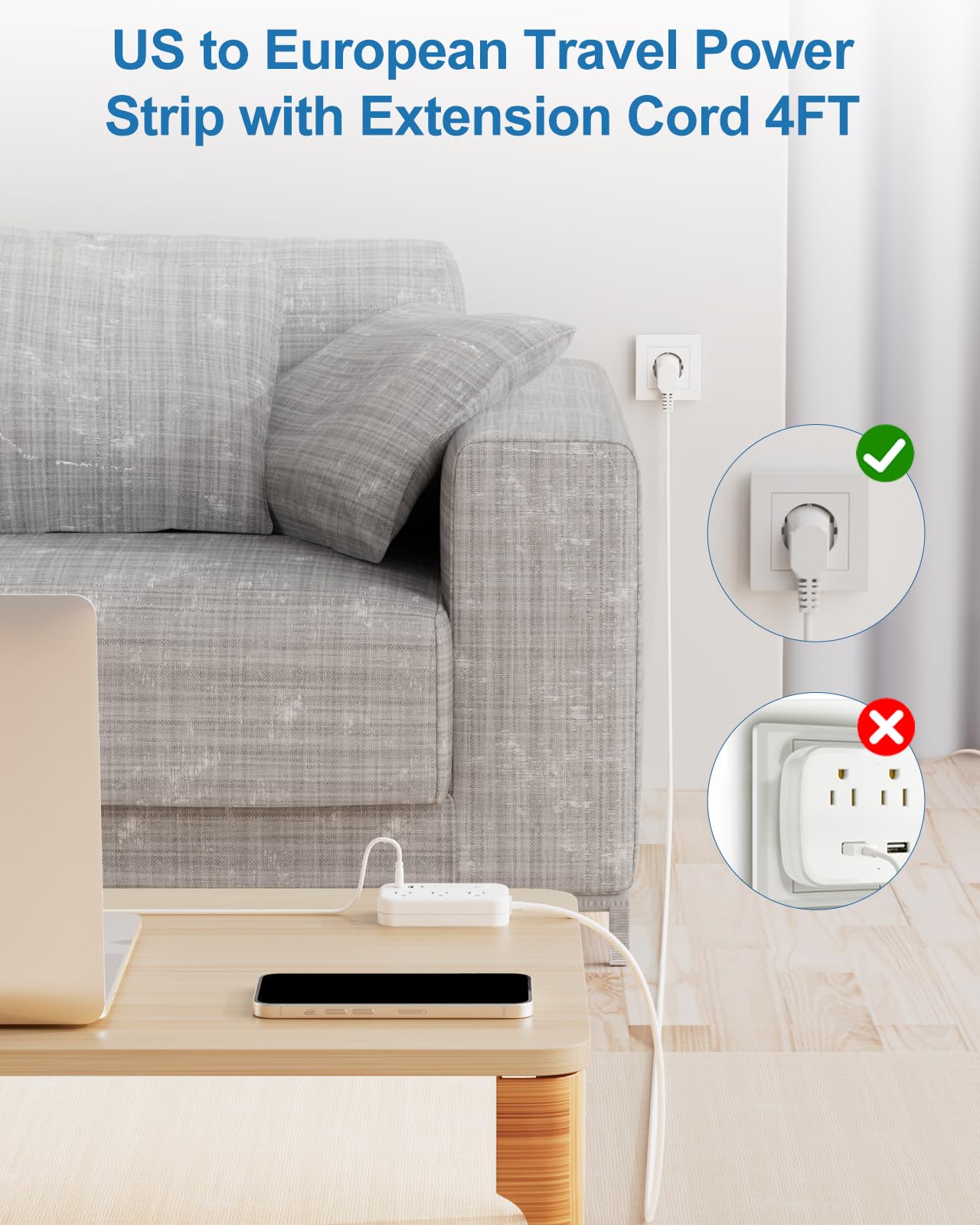 QuasarCheuk EU travel adapter lightweight and space-saving in luggage.