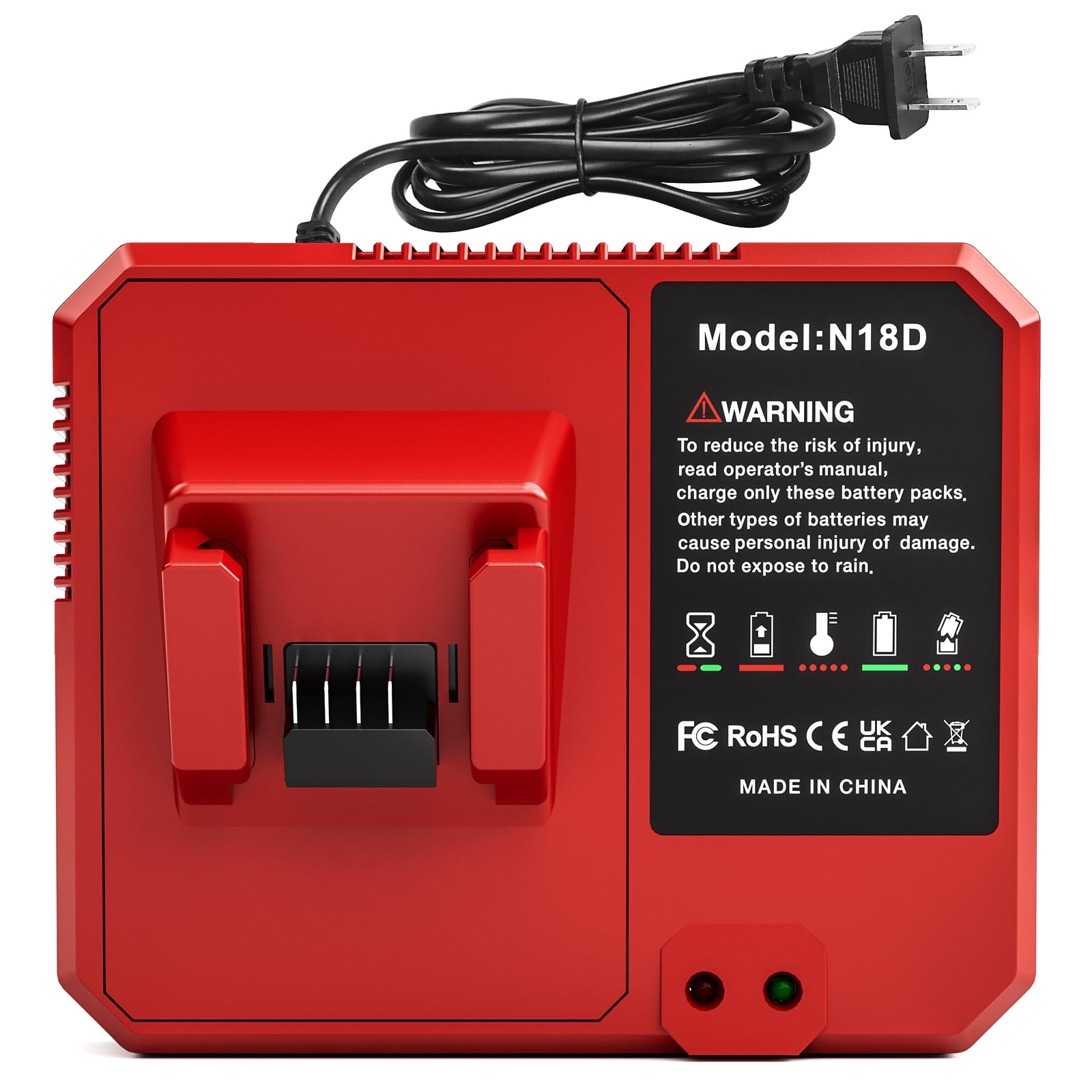 QuasuHaven Rapid Charger M18 front view enabling fast charging for Milwaukee tools