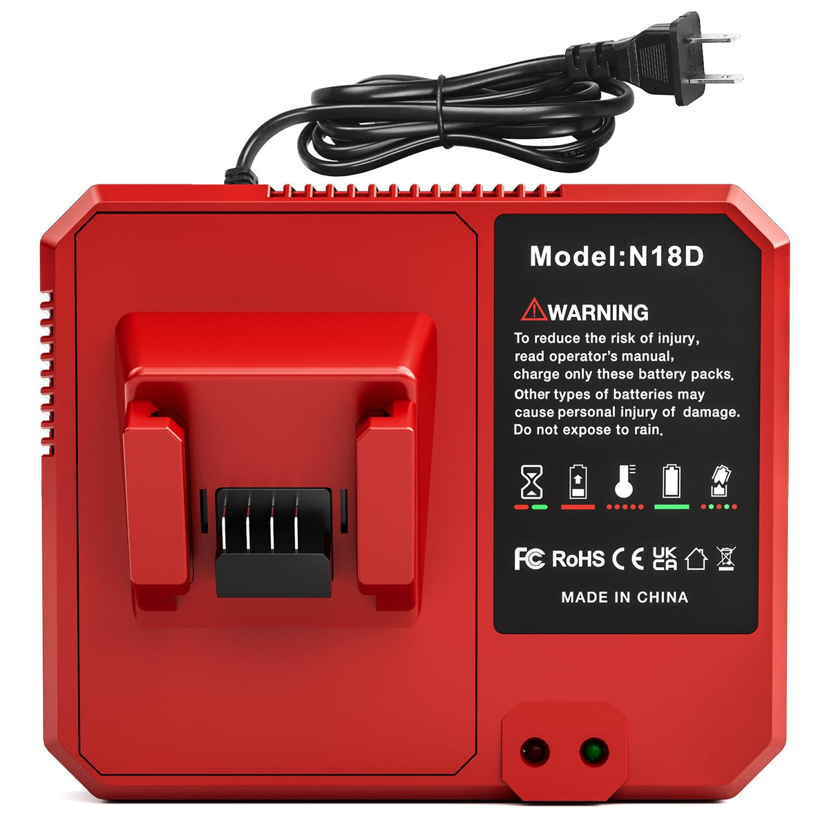 QuasuHaven Rapid Charger M18 front view enabling fast charging for Milwaukee tools