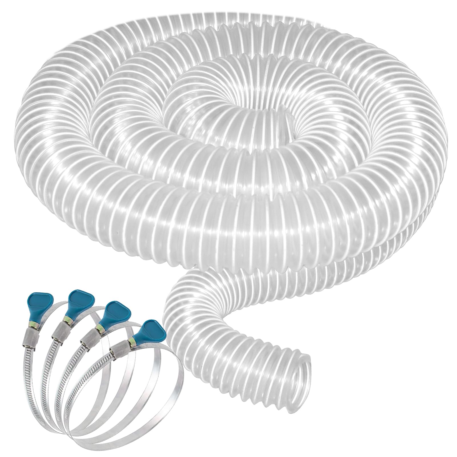 Qucship clear PVC dust hose with visible debris flow for easy monitoring.