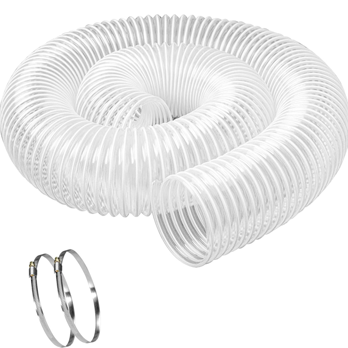 Qucship heavy PVC dust hose 5in-10ft provides clear visibility for quick clog checks