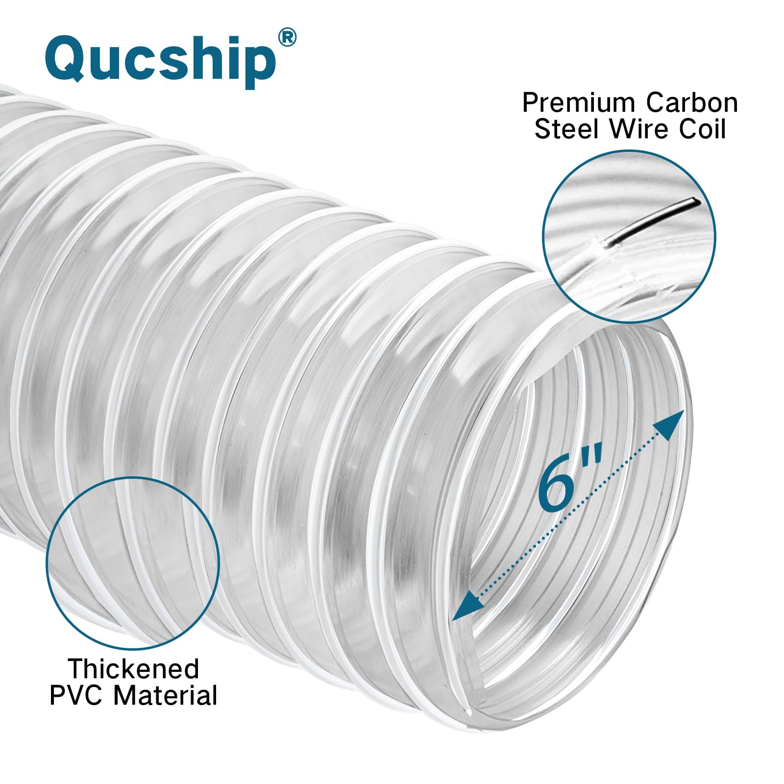 Qucship clear PVC hose lets you monitor buildup during use.