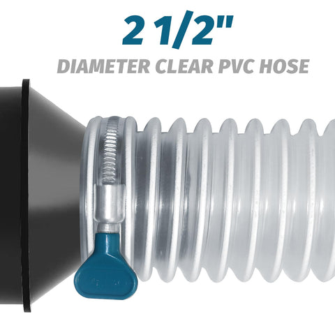 Qucship heavy PVC dust hose clear body reveals dust flow and buildup
