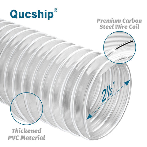Qucship heavy PVC dust hose used in woodworking tasks