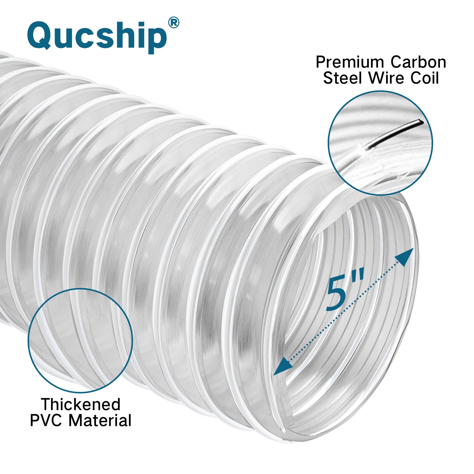 Qucship puncture-resistant PVC hose for woodworking dust collection