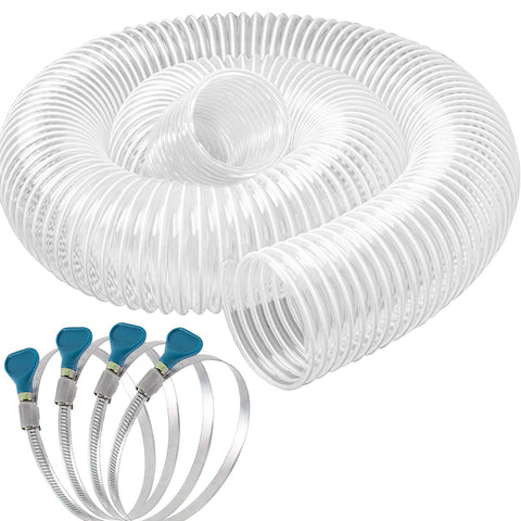 Qucship PVC dust collection hose with clear wall showing debris for proactive maintenance