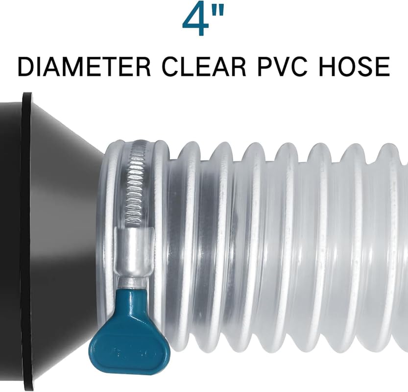 Qucship thickened PVC hose emphasizes durability under heavy woodworking dust.