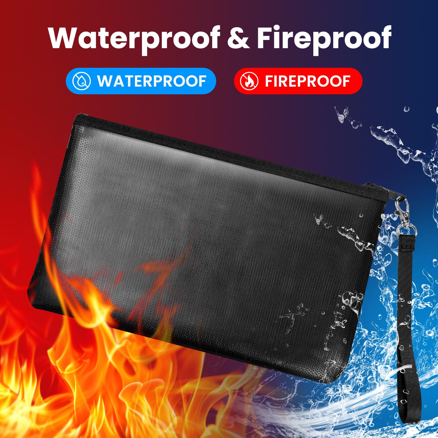 Quctak fireproof money bag compact size fits passports.