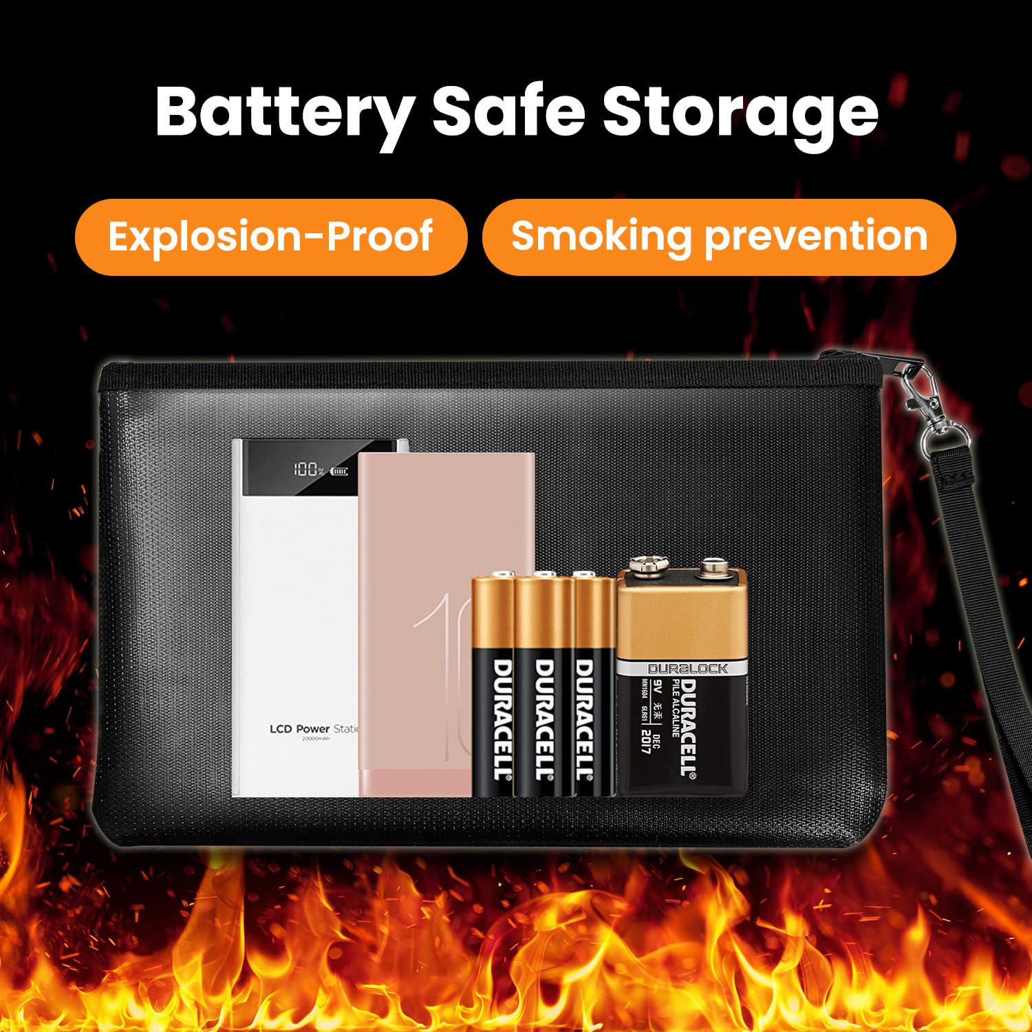 Quctak fireproof money bag interior view with multi-layer construction.