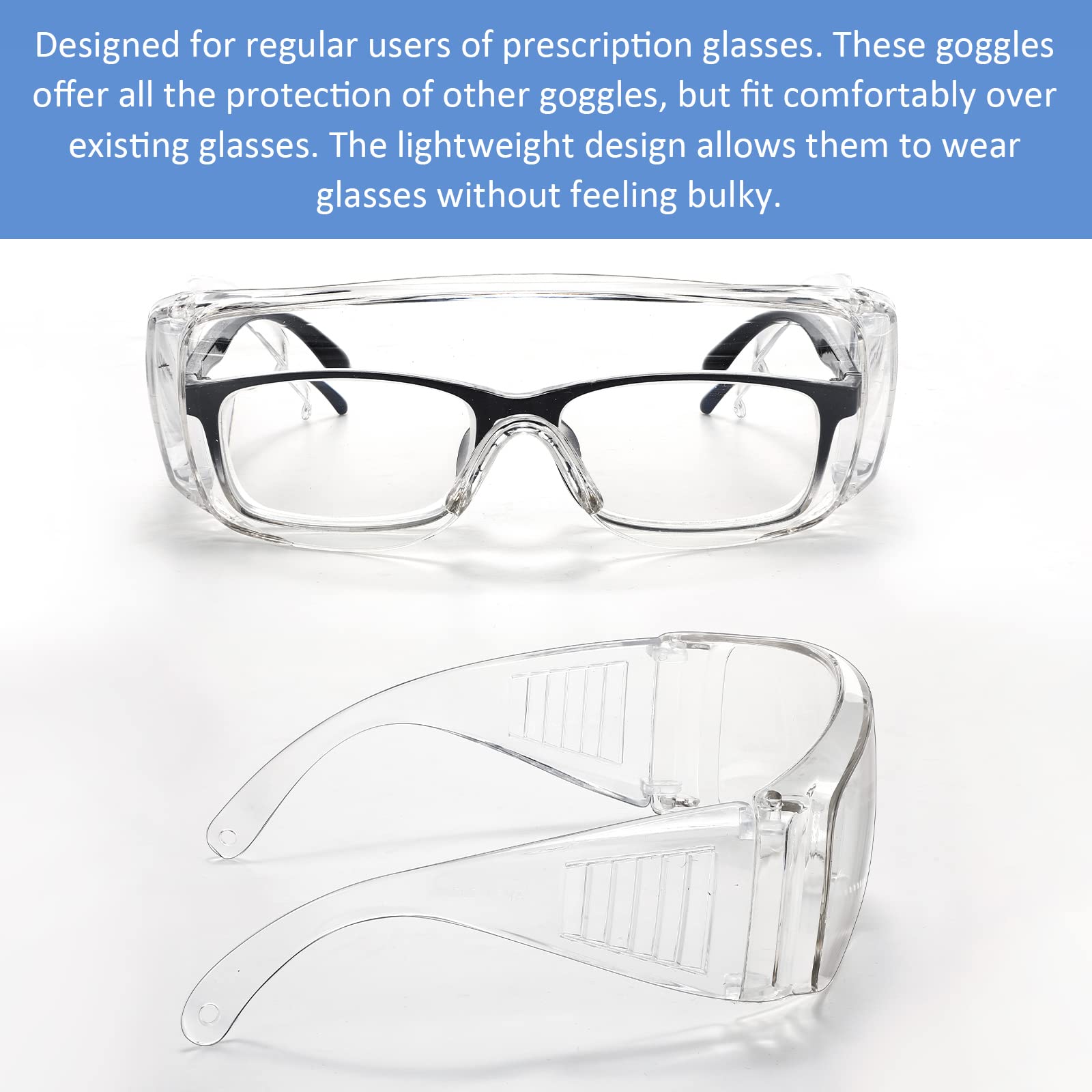Queekay polycarbonate lightweight goggles reduce facial pressure.