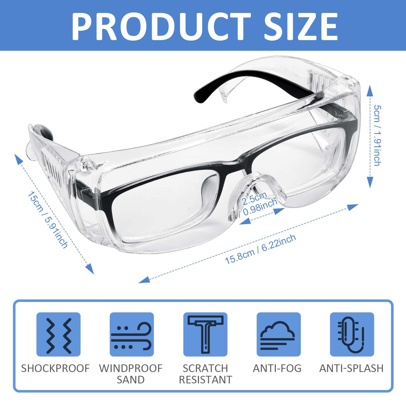 Queekay wraparound protection safety goggles shield from dust and splashes.