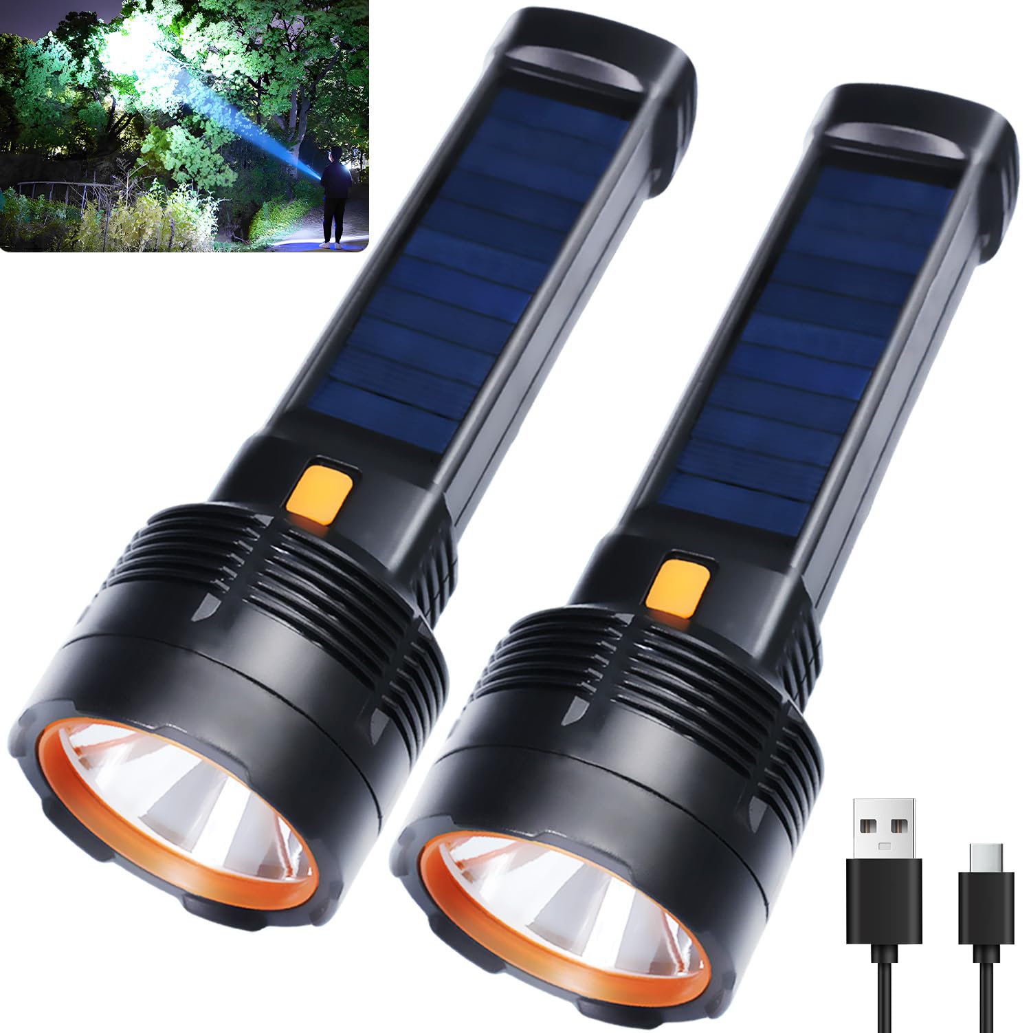 Queena 2-pack front light for clear night navigation and trail visibility