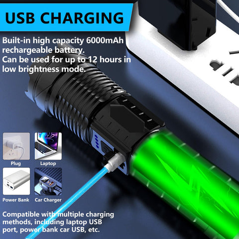 Queena flashlight clip and lanyard, easy portability on backpack or belt.