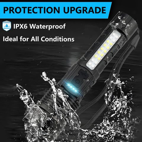 Queena flashlight IPX6 durable design withstands rain, snow, and rugged outdoor use.