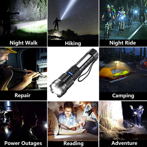 Queena rechargeable LED flashlight two-pack packaging, ready for shared or backup lighting.